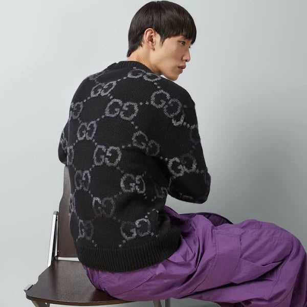 Wool Sweater with Gg Intarsia