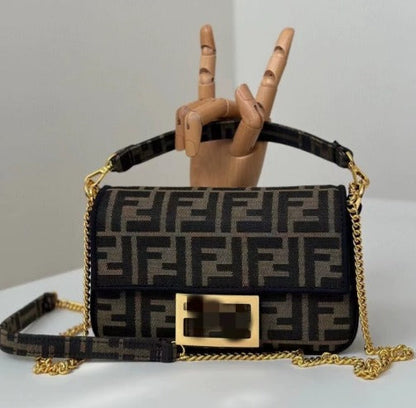 Baguette FF Jacquard Wallet On Chain